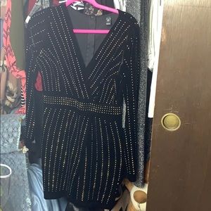 Gold and black sequin dress